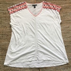 EUC White Tee with Orange Embroidery